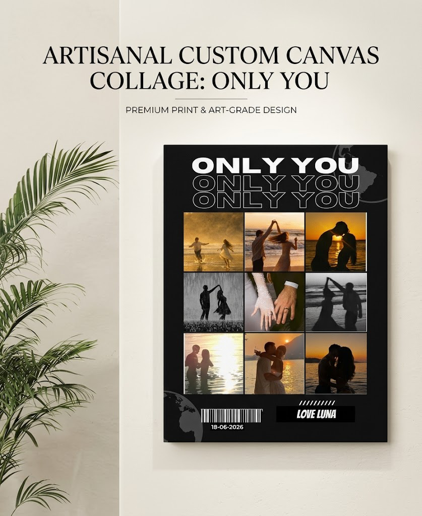 Only You Personalized 9-Photo Collage Poster Custom Name Wall Art Print for Anniversary and Couples