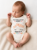 Personalized First Mother’s Day Baby Onesie Custom Mommy and Baby Name Newborn Bodysuit Short Sleeve Soft White Cotton Infant Apparel