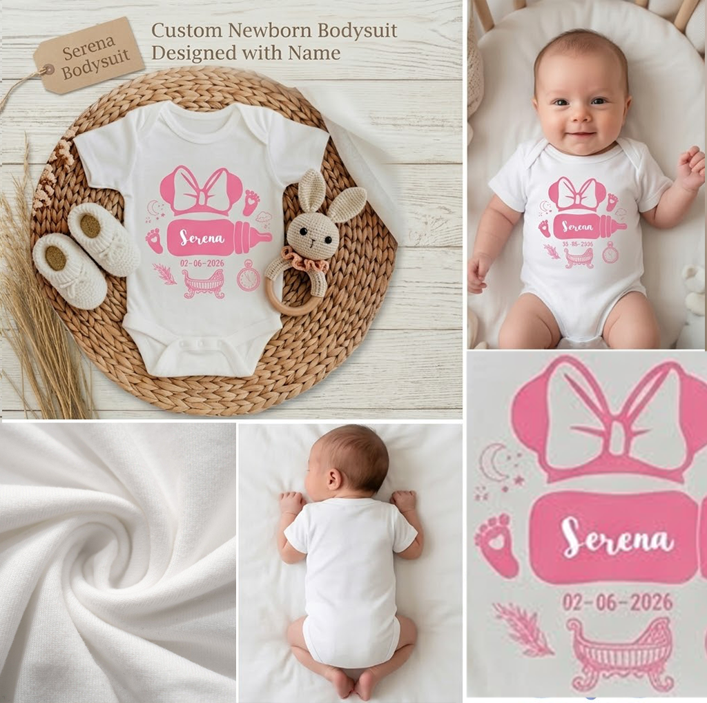 Personalized Keepsake Baby Bodysuit - Little Miracle Custom Name Long Sleeve White Infant Onesie Soft Breathable Cotton Keepsake Clothing