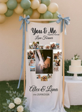 Personalized You & Me Wedding Photo Heart Banner - Custom Couple Picture Backdrop for Ceremony Reception and Anniversary Party Decor