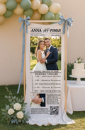 Personalized Wedding Newspaper Timeline Signage Custom Event Schedule Banner with Couple Names and Date for Ceremony Decor