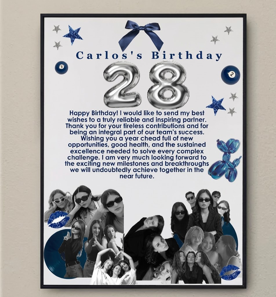 Personalized Professional Birthday Tribute Poster Custom Workplace Photo Wall Art Durable Canvas Print Office Decoration Milestone Gift