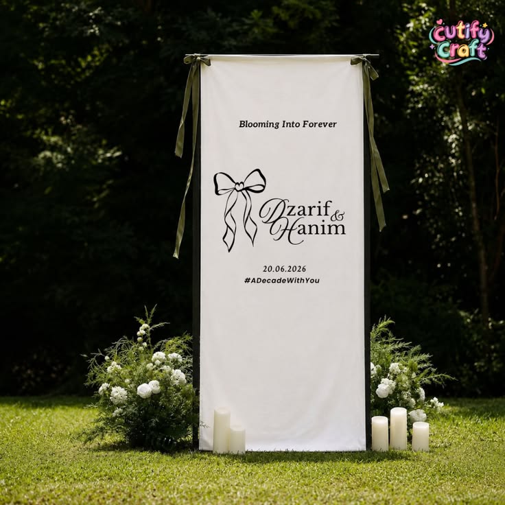 Personalized Wedding Entrance Banner Custom Names and Date Fabric Ceremony Sign for Reception Decor