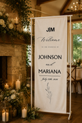 Custom Cotton Linen Wedding Welcome Tapestry, Personalized Names and Elegant Calligraphy Design Wall Decor for Ceremony and Reception