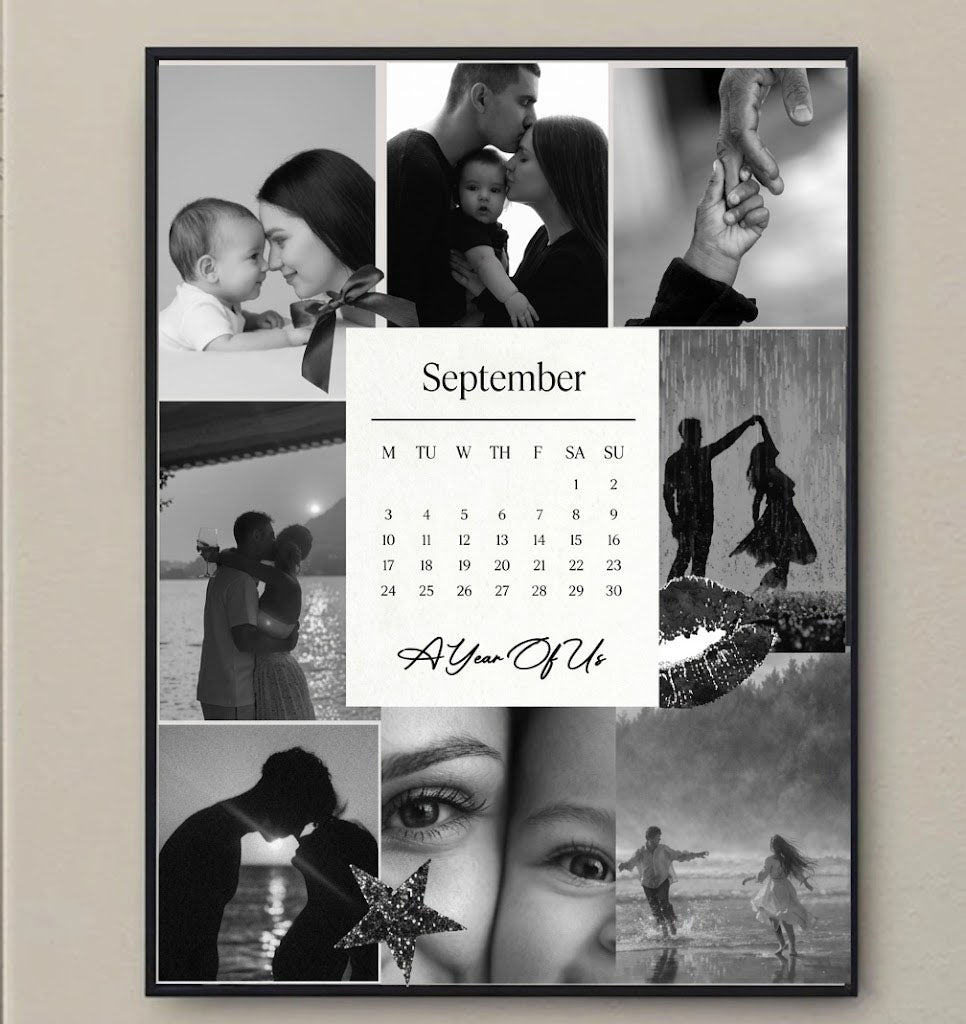 Personalized Monthly Calendar Memory Wall Art Custom Photo Canvas Print Family Home Decor for Living Room Office or Bedroom