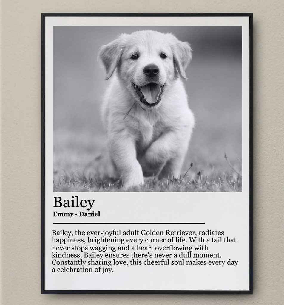 Personalized Pet Portrait Tribute Wall Art Poster Custom Dog Cat Illustration Memorial Canvas Print for Home Decor High-Intent Gift