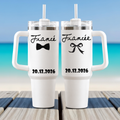 Personalized Fiancé Fiancée Tumbler Engagement Gift Custom Names Stainless Steel Insulated Travel Mug Couple Wedding Gift Portable Mug
