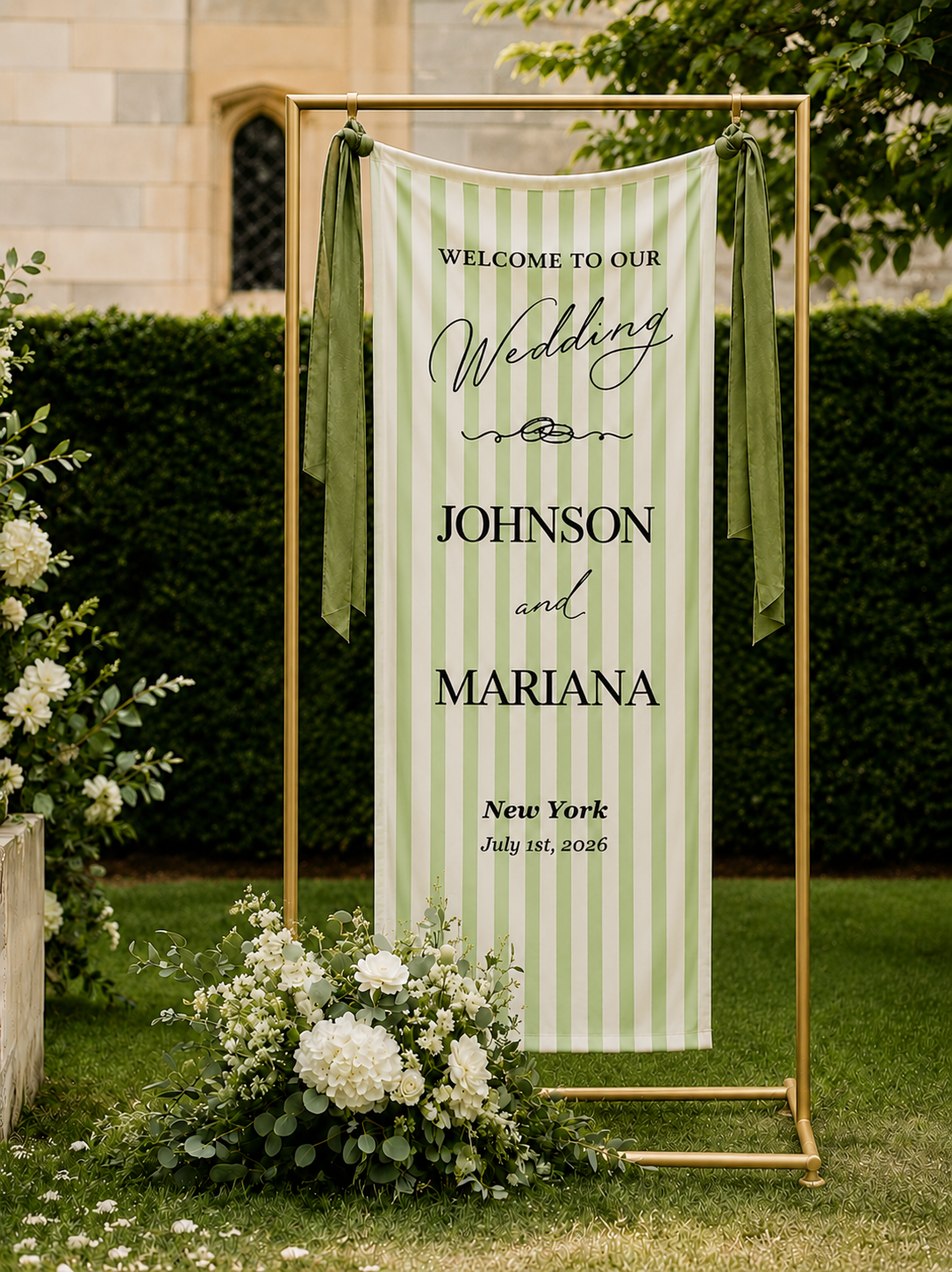 Personalized Cotton Linen Wedding Tapestry Custom Welcome to Our Wedding Sign with Couple Names Elegant Script Ceremony Backdrop Decor