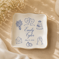Forever Begins Here Personalized Wedding Keepsake Plate Custom Couple Names and Anniversary Date Decorative Ceramic Dish Bridal Gift