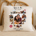 Personalized You & Me Photo Heart Collage Pillow - Custom Couple Picture Cushion Cover - Anniversary Wedding Keepsake Gift