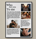 Personalized Who Are You To Me Custom Art Poster - Customizable Text Portrait Wall Decor for Home Office and Living Room