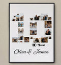 Personalized Milestone Number Photo Collage Poster - Custom Birthday and Anniversary Memory Canvas Wall Art with Multi-Photo Layout