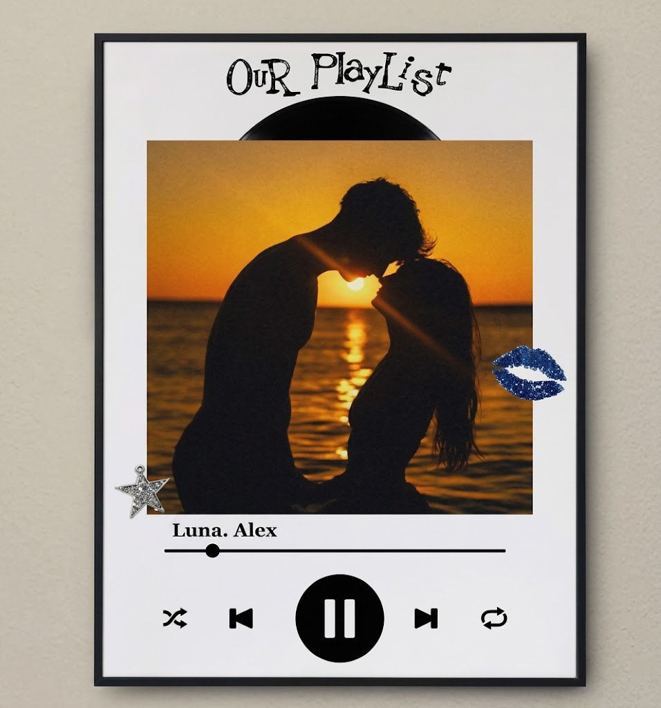 Personalized Our Playlist Music Photo Art Poster Custom Song Track List Picture Canvas Print Wall Decor for Couples Anniversary Gift