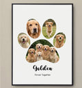 Personalized Paw Print Pet Photo Collage Poster - Custom Dog Cat Memorial Wall Art Canvas Print with Multiple Photos and Pet Name