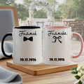 Personalized Fiancé Fiancée Mug Set - Custom Engagement Gift Coffee Mugs for Couples - Durable Ceramic Wedding Announcement Drinkware