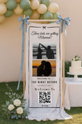Personalized Wedding Welcome Hanging Fabric Sign Custom Couple Names Date Floral Ceremony Entrance Banner Wall Decor Backdrop