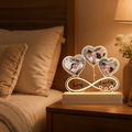 Custom Photo LED Lamp Wedding Gift for Couples Personalized Night Light with Wood Base and Acrylic Picture Display for Marriage Keepsake