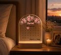 Custom Rose Married Calendar LED Lamp Personalized Wedding Date Night Light Newlywed Gift Acrylic Plaque with Wood Base