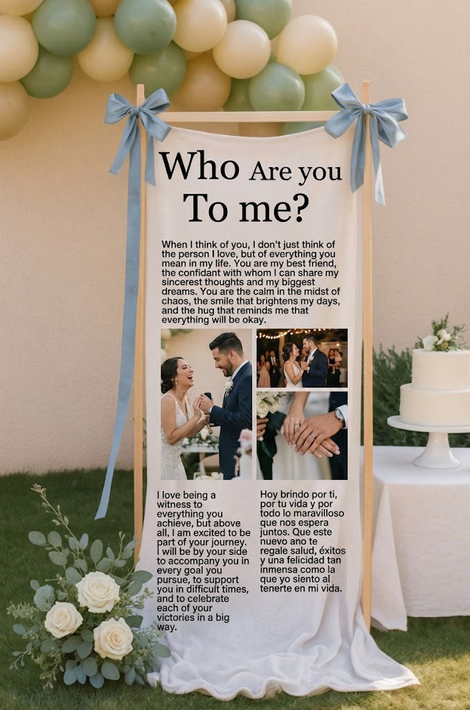 Personalized Who Are You To Me Fabric Banner Custom Wedding Wall Hanging Ceremony Backdrop Decorative Party Sign