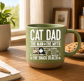 Cat Dad Custom Pottery Mug, Personalized The Man The Myth The Snack Dealer Coffee Cup, Custom Cat Lover Gift, Ceramic Beverage Drinkware