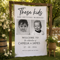 Personalized Wedding Welcome Tapestry Custom Childhood Photo Wedding Banner Couple Photo Welcome Sign Wedding Entrance Decor Backdrop