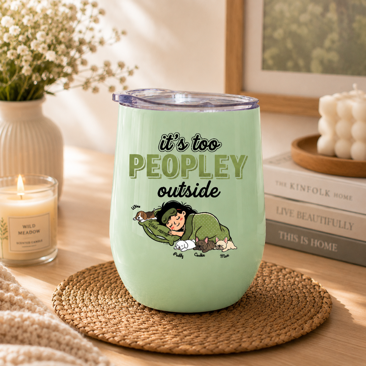 Custom Tumbler Its Too Peopley Outside Personalized Pet Lover Gift Cup Durable Travel Mug with Lid and Portable Straw