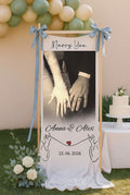 Personalized Marry You Red String Wedding Banner Custom Couple Names Date Fabric Ceremony Backdrop Wall Hanging Decor