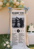 Personalized Marry You Music Lyric Fabric Banner - Custom Wedding Backdrop Wall Art Decor with Personalized Song Lyrics