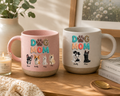 Custom Dog Mom Pottery Mug Personalized Pet Portrait Coffee Cup with Custom Dog Names and Illustration Pet Lover Gift