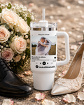 Personalized Photo Music Plaque Coffee Tumbler for Wedding Songs Custom Picture Scannable Code Stainless Steel Travel Mug with Lid