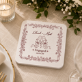 Personalized Engagement Coaster Custom Couple Name Multi-Color Wedding Favor Coaster Bridal Shower Drink Coaster Set