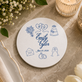 Personalized Wedding Coaster Custom Couple Names and Wedding Date Icon Drink Coaster Engagement Bridal Shower Keepsake