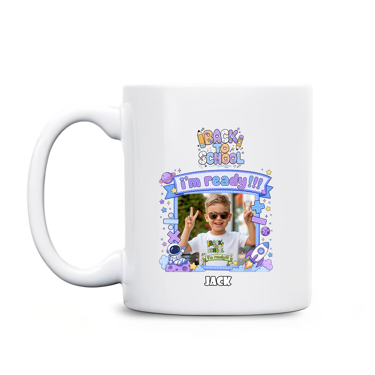 Personalized Back to School Ceramic Mug, Custom Teacher and Student Coffee Mug with Photo and Name, Durable 11oz 15oz White Drinkware