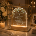 Christian Marriage Prayer LED Night Light Newlywed Wedding Gift Personalized Religious Acrylic Plaque Table Lamp with Wooden Base