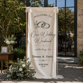 Personalized Wedding Welcome Banner Custom Couple Names and Wedding Date Ceremony Sign Durable Fabric Hanging Party Decor