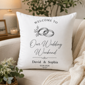 Wedding Memory Pillow Cover - Personalized Bride and Groom Keepsake Gift - Custom Couple Names and Anniversary Date Decorative Throw Pillow