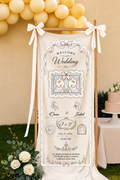 Personalized Wedding Fairytale Rabbit Banner - Custom Couple Names and Date Fabric Welcome Sign - Storybook Style Ceremony Backdrop Decor
