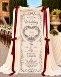 Personalized Wedding Swan Heart Fabric Banner - Custom Couple Names and Date Wall Hanging - Romantic Marriage Ceremony Backdrop Decor