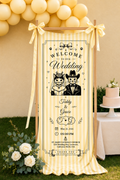 Personalized Wedding Cat Couple Fabric Banner - Custom Names and Date Wedding Backdrop - Lightweight Hanging Wall Decor For Ceremony