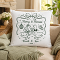 Personalized Goose Wedding Pillow - Romantic Couple Portrait Cushion Cover - Custom Names and Date Anniversary Keepsake Home Decor Gift